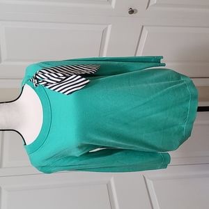 NWT Talbots Pale Jade Green Sweater with Stripe Silk Scarf, Medium